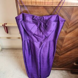 Purple Bow-Front Spaghetti Strap Mini Dress